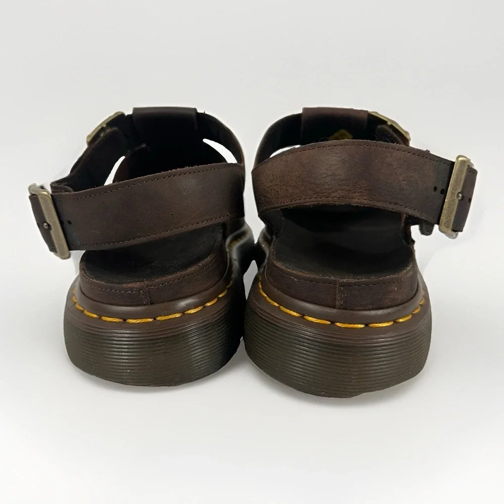 Dr Martens Flash Fisherman Sandals Mens 10 Brown Leather Chunky Buckle Y2K
